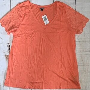 Torrid Women's Coral Lace Sleeve Top